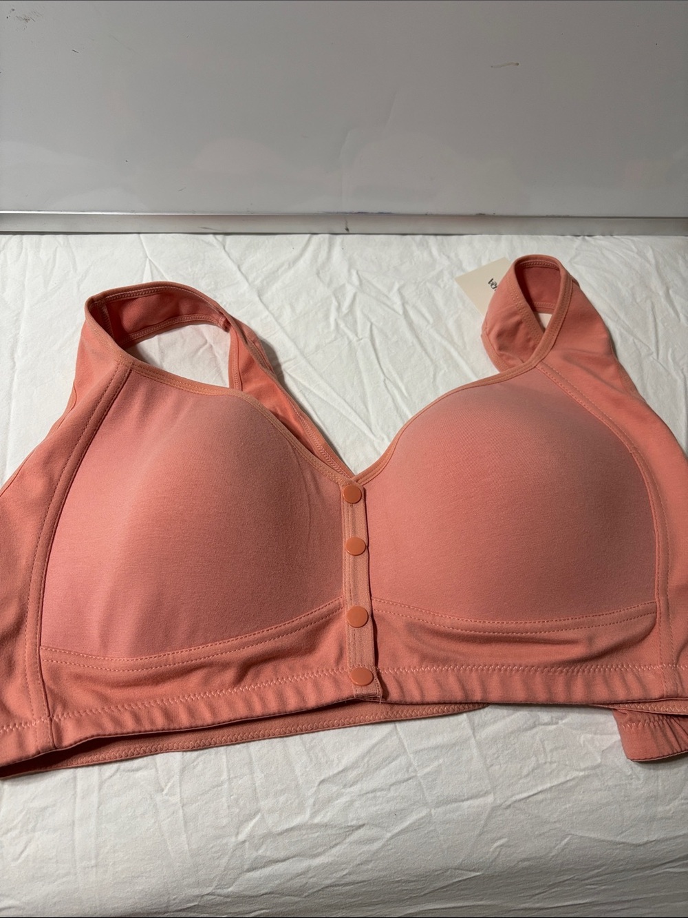 Front-Closure Wireless Bra in Coral — Supportive Everyday Comfort